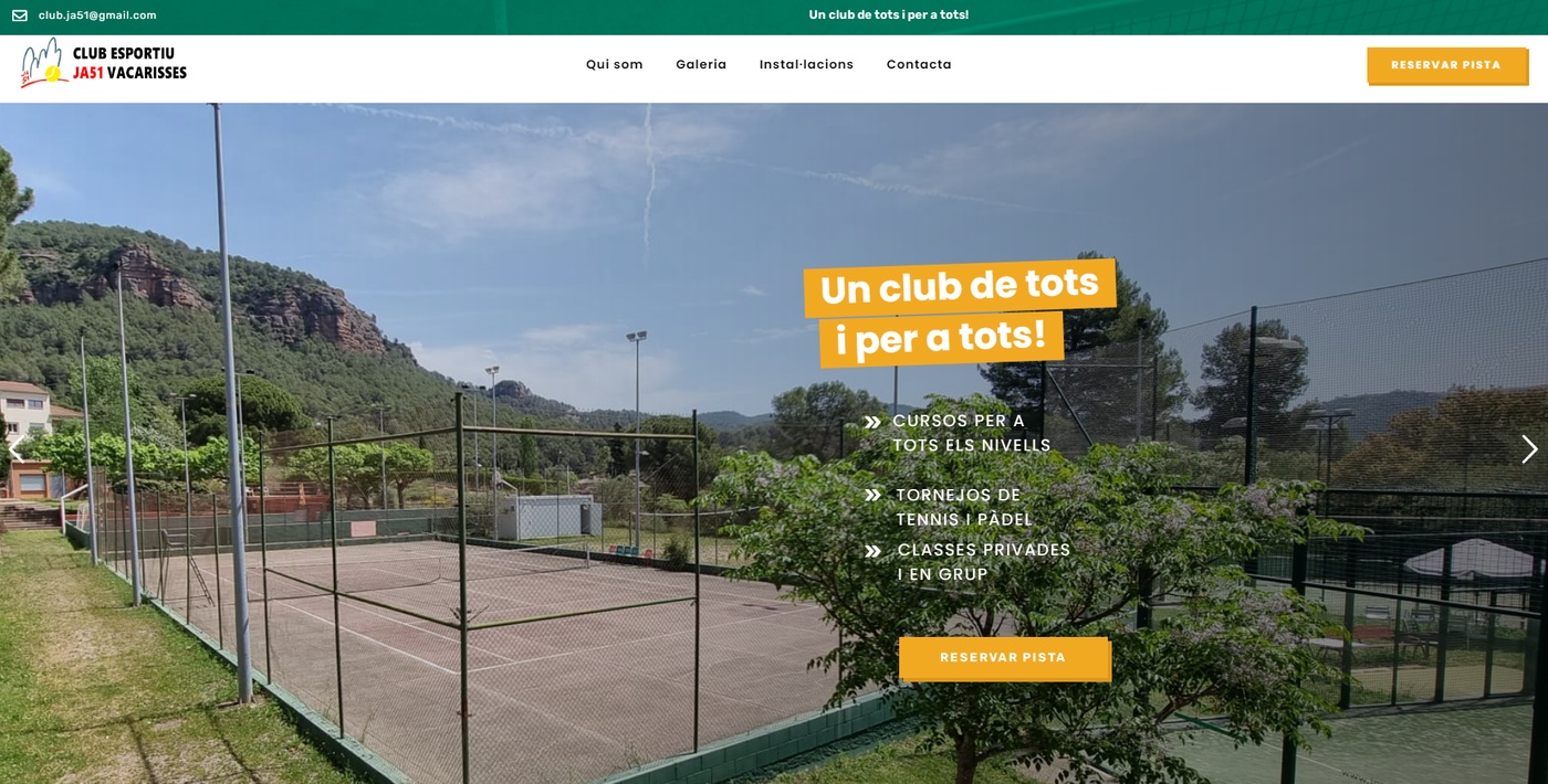 Captura de pantalla de diseño y desarrollo web realizado para Club Esportiu Jas51 Vacarisses