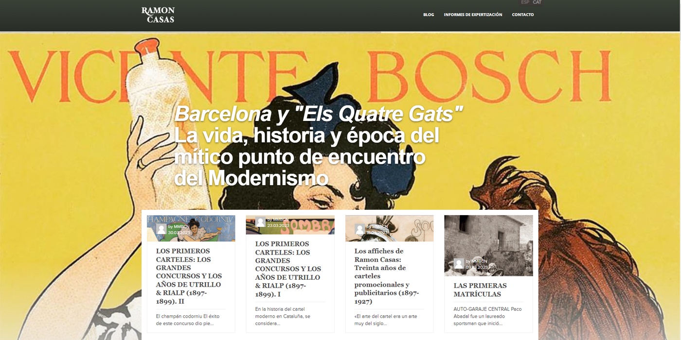 Captura de pantalla de diseño de página web de Ramón Casas