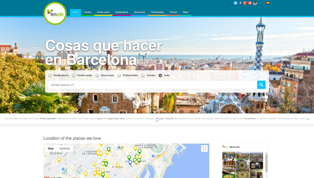 Captura de pantalla de funcionalidad desarrollada por Let's Go Webs de buscador interactivo integrado con mapa.